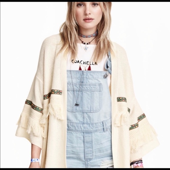 H&M Tops - H&M Coachella Collection Cardigan Open Poncho Boho Fringe